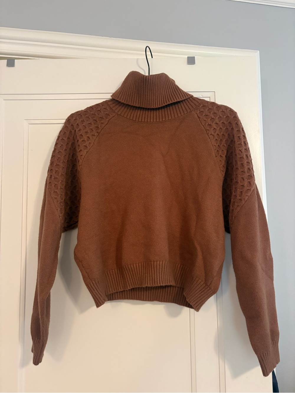 BB Dakota Ribbed Cowlneck Sweater in Chestnut Brown